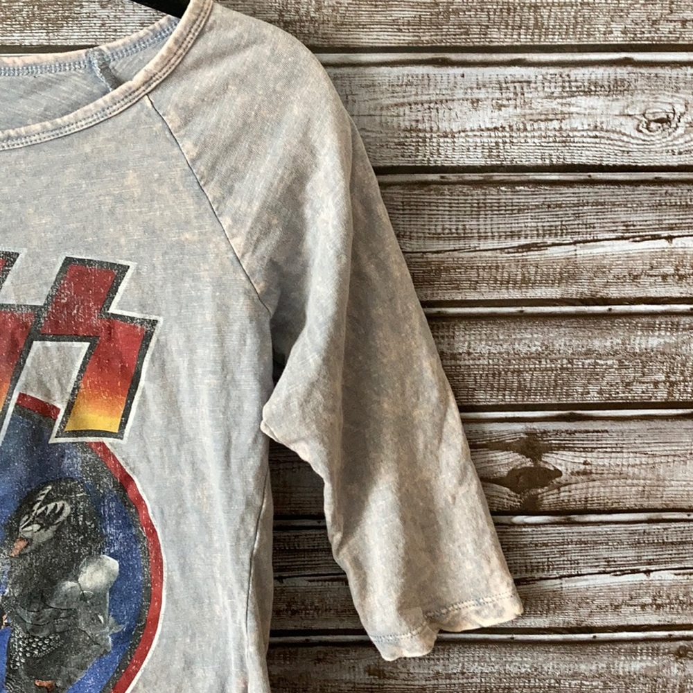 KISS 100% Cotton 3/4 Sleeve Bleached Shirt - Picture 3 of 7